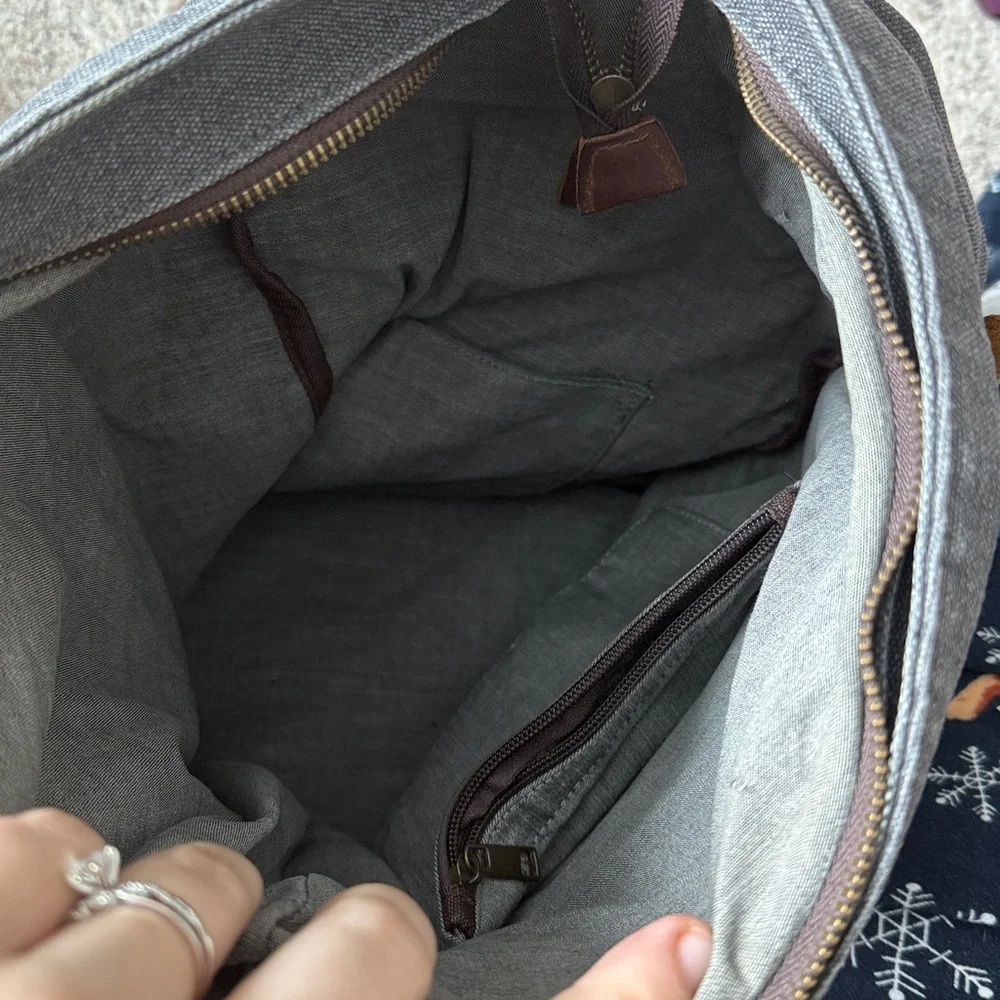 Gray and Brown Men's Backpack